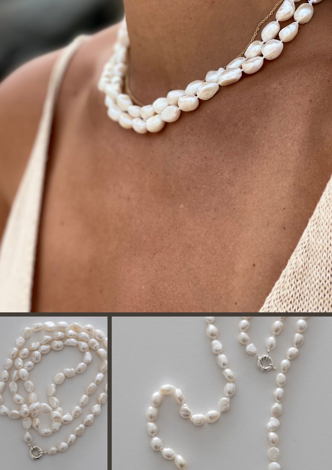 Pearl Necklace Bracelet Set Kelly by Leigh Fortington LeighFortington