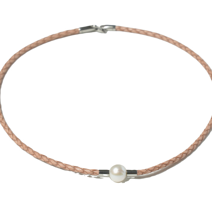 Inali ~ Pearl and Leather Necklace 3 Left