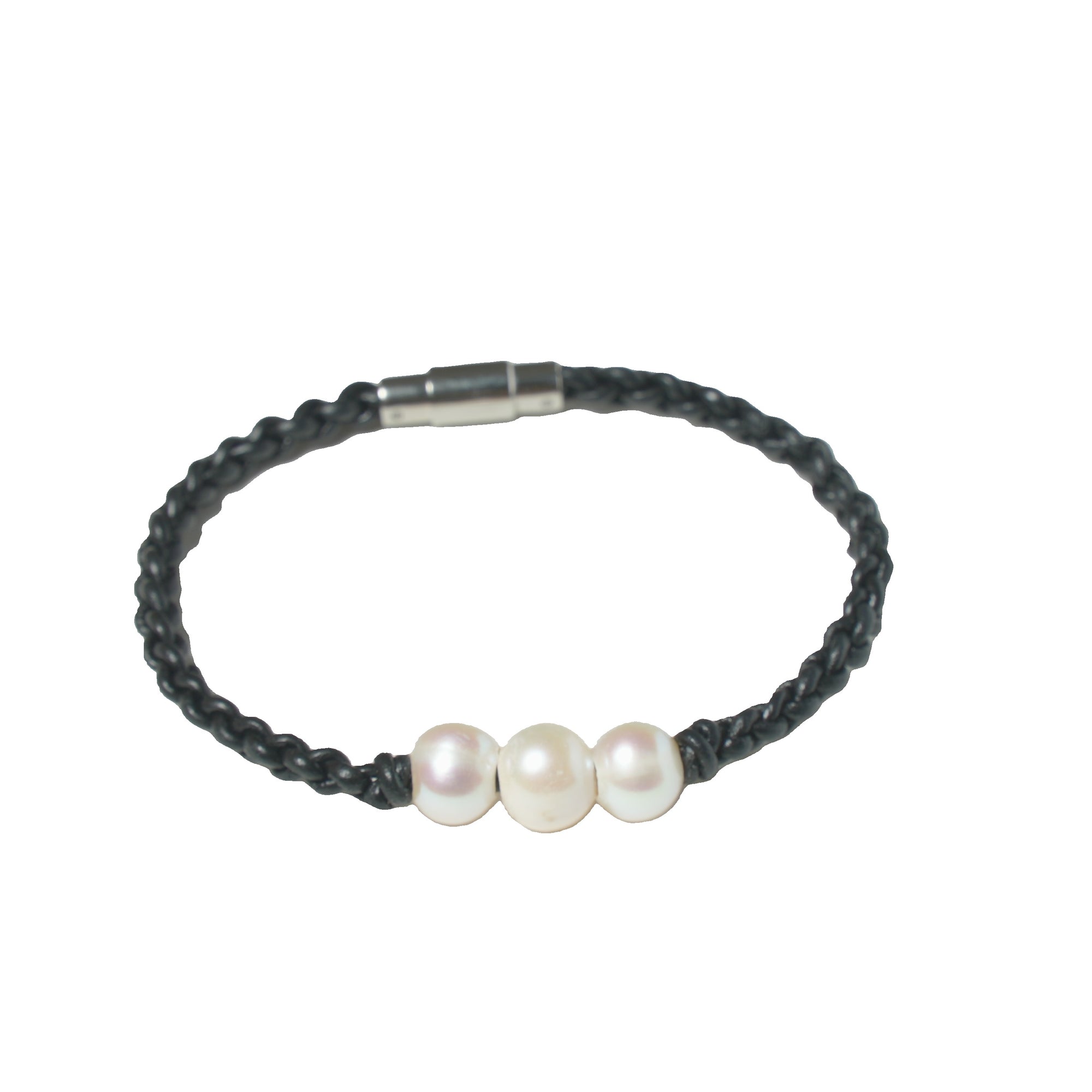 Jilly ~ Pearls & Leather Bracelet