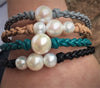 Jilly ~ Pearls &amp; Leather Bracelet