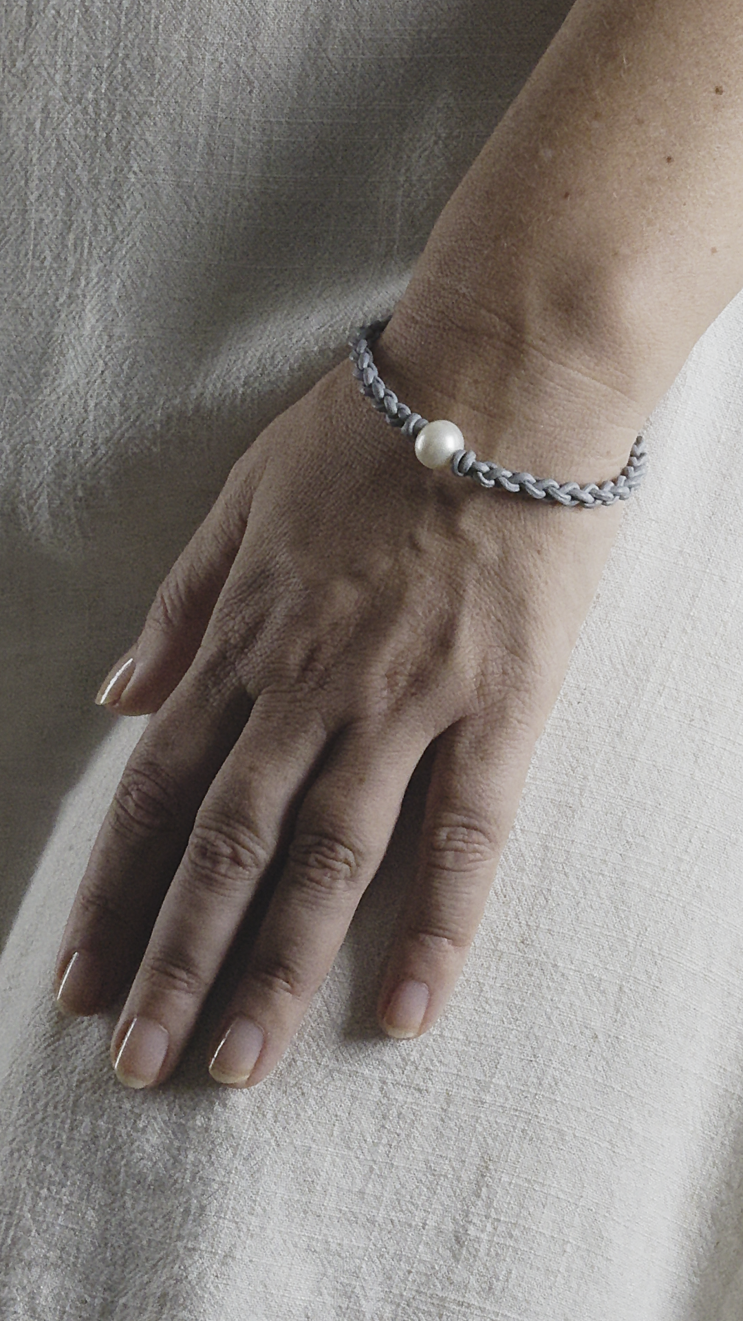 Julia ~ Pearls & Leather 1 Natural Left