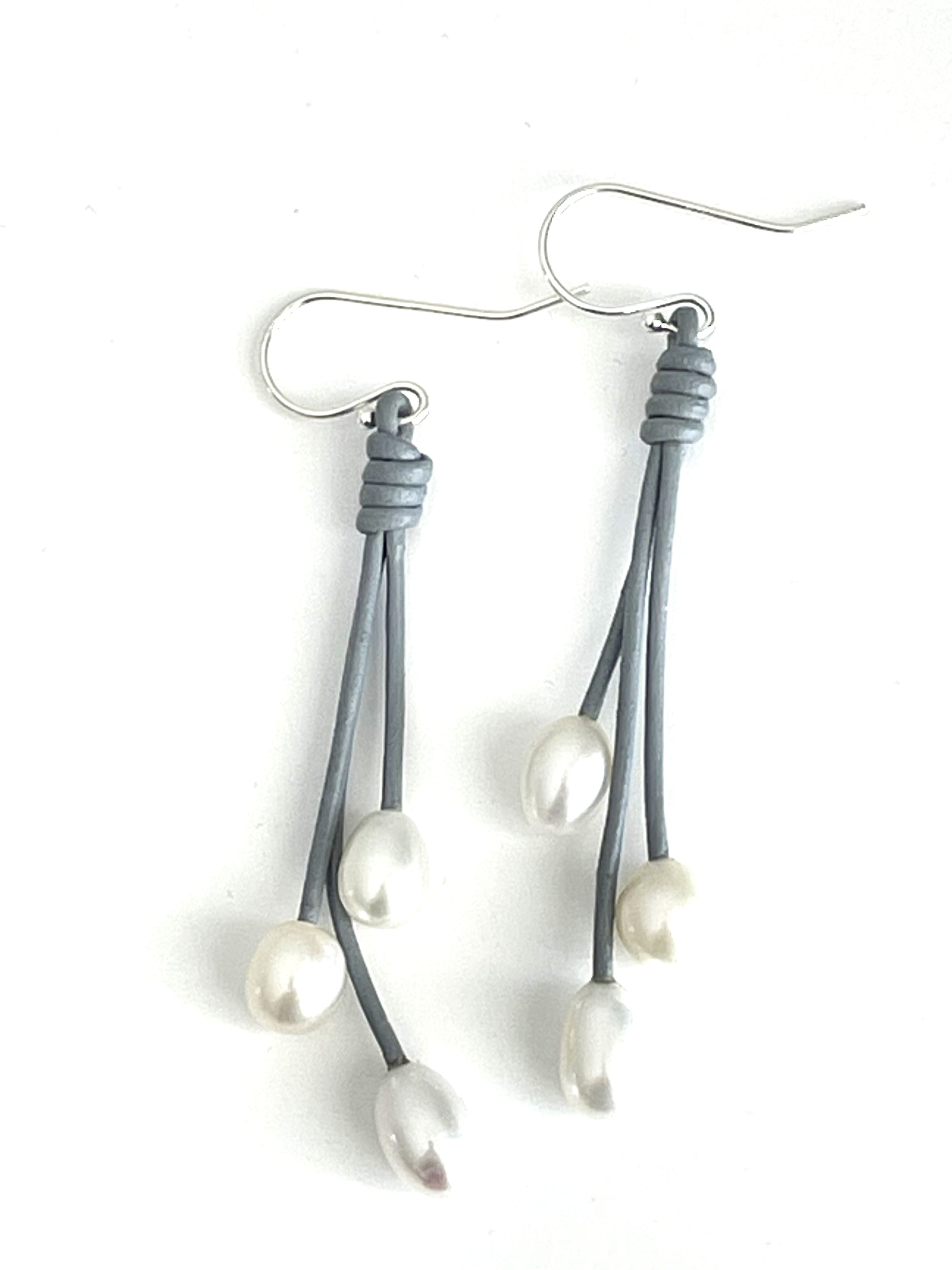 Black sales leather earrings