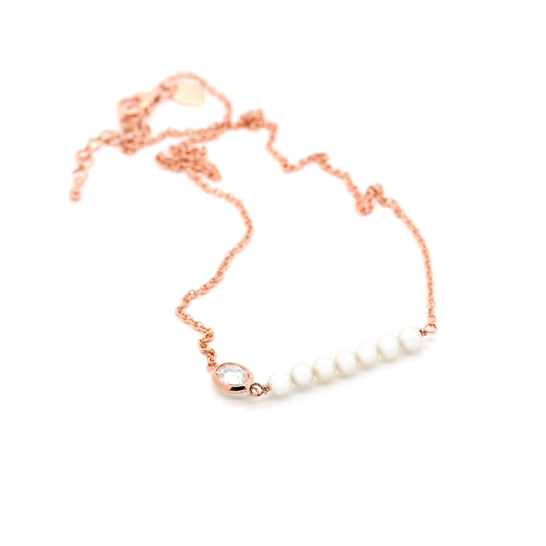 freshwater pearl rosegold plate