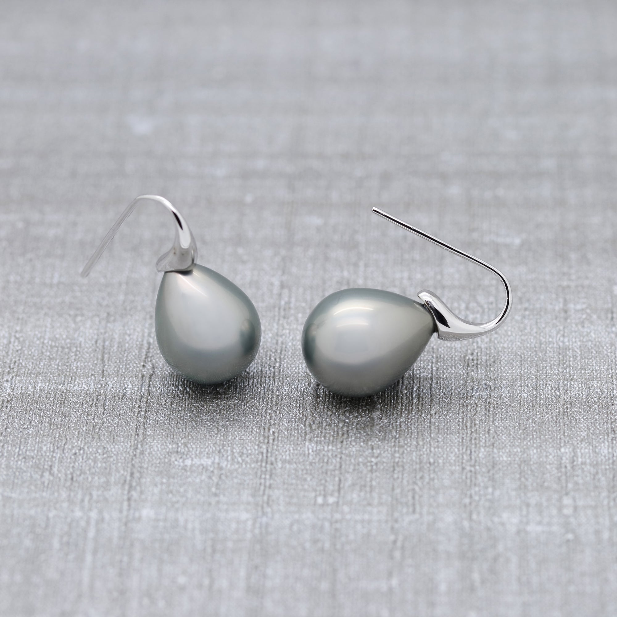 Grey pearl store drop earrings