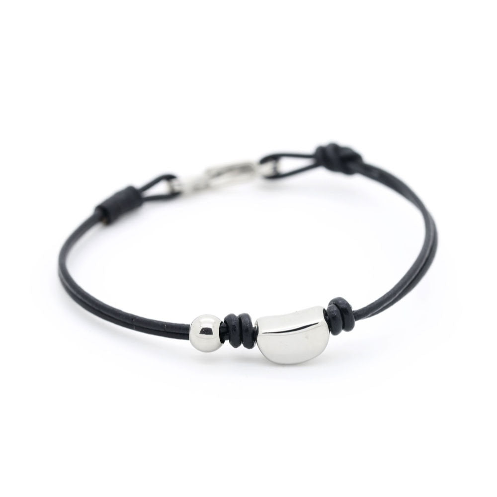 Tyler Black Leather Bracelet with abstract heart charm