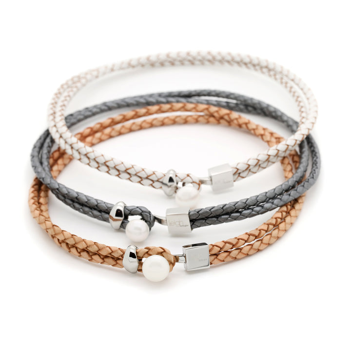 Veronica Pearl &amp; Leather Wrap / Choker