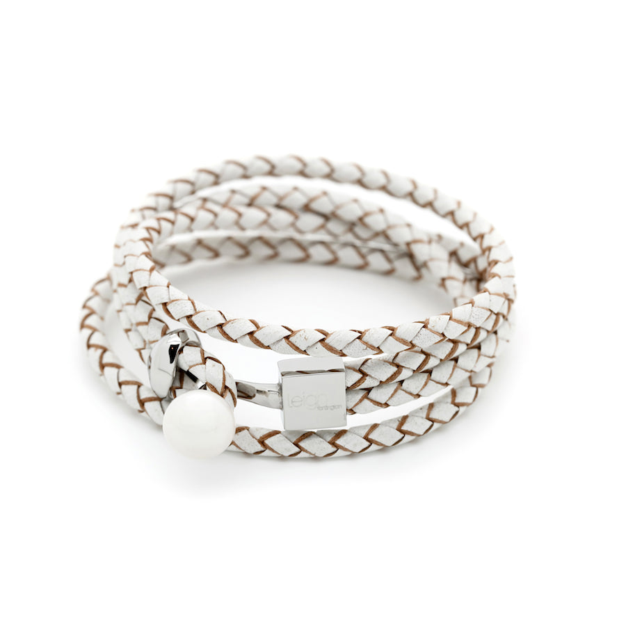 Leather Wrap Bracelet with freshwater pearl Veronica LeighFortington
