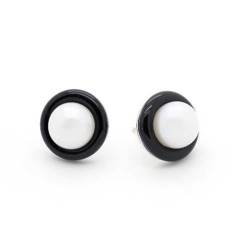 Grace -  Pearl onyx studs 2 pr Left