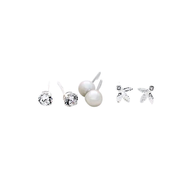 Stud-earrings-pearls-cubics-leaf-designs